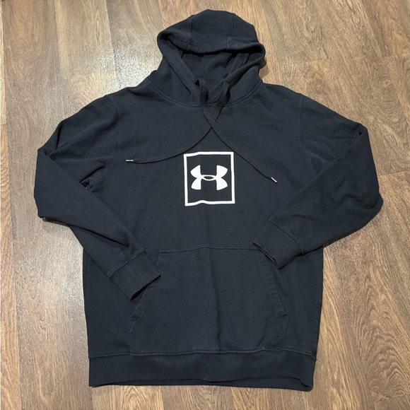 Under Armour Classic Boxed Logo Pullover Hoodie Sweatshirt Black Men’s Medium - Picture 2 of 7